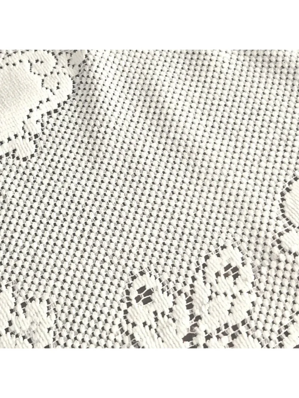 Crochet Lace Table Topper Ivory Rose Pattern Cotton Blend Square Cottagecore - Picture 6 of 9